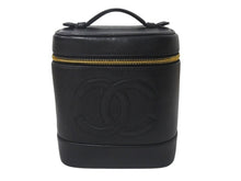 Load image into Gallery viewer, 極美品 CHANEL シャネル バニティ ハンドバッグ ブラック キャビアスキン 4番台 ココマーク ロゴ 小物入れ ゴールド金具 中古 4c076449