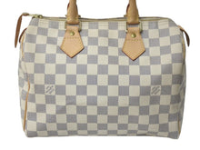 画像をギャラリービューアに読み込む, LOUIS VUITTON ルイヴィトン スピーディ25 ハンドバッグ N41371 ダミエアズールキャンバス ホワイト ブラウン 美品 中古 4c076460