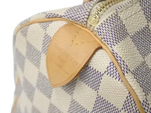 画像をギャラリービューアに読み込む, LOUIS VUITTON ルイヴィトン スピーディ25 ハンドバッグ N41371 ダミエアズールキャンバス ホワイト ブラウン 美品 中古 4c076460