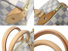 画像をギャラリービューアに読み込む, LOUIS VUITTON ルイヴィトン スピーディ25 ハンドバッグ N41371 ダミエアズールキャンバス ホワイト ブラウン 美品 中古 4c076460