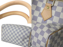 画像をギャラリービューアに読み込む, LOUIS VUITTON ルイヴィトン スピーディ25 ハンドバッグ N41371 ダミエアズールキャンバス ホワイト ブラウン 美品 中古 4c076460