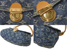 Load image into Gallery viewer, LOUIS VUITTON ルイヴィトン モノグラムデニム ミニプリーティ ハンドバッグ M95050 レザー ブルー 美品 中古 4c076528