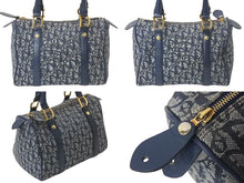 Load image into Gallery viewer, CHRISTIAN DIOR クリスチャンディオール トロッター ハンドバッグ PZ1002 キャンバス レザー ネイビー グレー ゴールド 美品 中古 4c076537