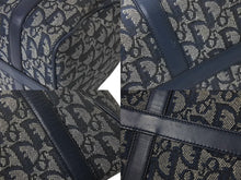 Load image into Gallery viewer, CHRISTIAN DIOR クリスチャンディオール トロッター ハンドバッグ PZ1002 キャンバス レザー ネイビー グレー ゴールド 美品 中古 4c076537