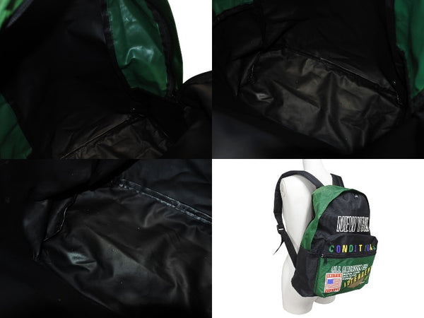 NEW YORK ニューヨーク リュック バックパック キッズ グリーン ブラック ポリエステル 美品 中古 4c076548