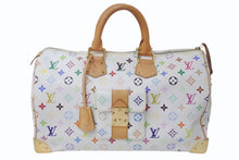 画像をギャラリービューアに読み込む, LOUIS VUITTON ルイヴィトン ボストンバッグ スピーディ40 村上隆 M93216 ホワイト マルチカラー PVC レザー ゴールド金具 美品 中古 4c076551