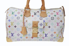 画像をギャラリービューアに読み込む, LOUIS VUITTON ルイヴィトン ボストンバッグ スピーディ40 村上隆 M93216 ホワイト マルチカラー PVC レザー ゴールド金具 美品 中古 4c076551
