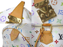 画像をギャラリービューアに読み込む, LOUIS VUITTON ルイヴィトン ボストンバッグ スピーディ40 村上隆 M93216 ホワイト マルチカラー PVC レザー ゴールド金具 美品 中古 4c076551