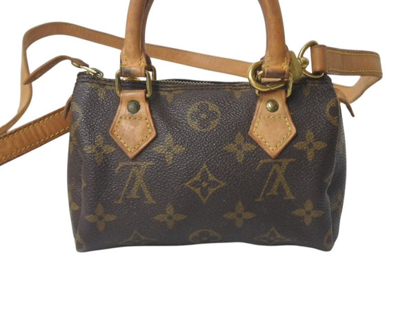 LOUIS VUITTON ルイヴィトン モノグラム ミニスピーディ 2WAY ハンドバッグ ショルダーバッグ M41534 ブラウン ゴールド金具 良品 中古 4c076558