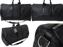 画像をギャラリービューアに読み込む, LOUIS VUITTON ルイヴィトン キーポル バンドリエール55 ボストンバッグ N41413 ダミエグラフィット ブラック 美品 中古 4c076574