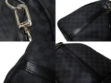 画像をギャラリービューアに読み込む, LOUIS VUITTON ルイヴィトン キーポル バンドリエール55 ボストンバッグ N41413 ダミエグラフィット ブラック 美品 中古 4c076574