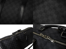 画像をギャラリービューアに読み込む, LOUIS VUITTON ルイヴィトン キーポル バンドリエール55 ボストンバッグ N41413 ダミエグラフィット ブラック 美品 中古 4c076574