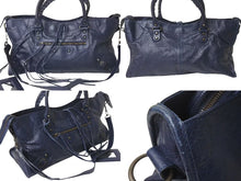 画像をギャラリービューアに読み込む, BALENCIAGA バレンシアガ ハンドバッグ ２WAY THE PART TIME ザパートタイム ネイビー レザー 168028 美品 中古 4c076584