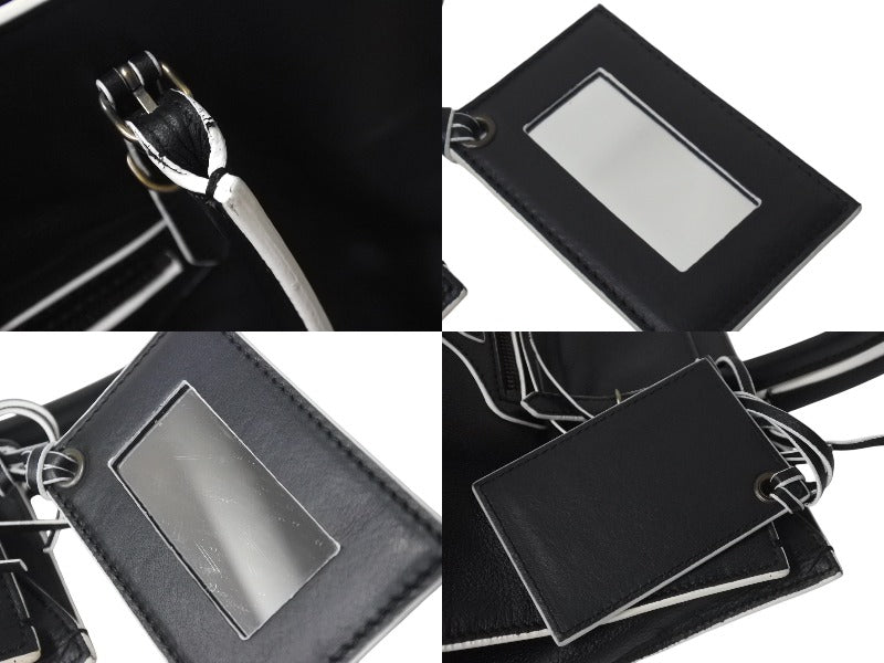 BALENCIAGA バレンシアガ ハンドバッグ THE PAPER ザペーパー ブラック ホワイト レザー 255412 美品 中古 4c076599