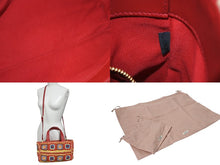 Load image into Gallery viewer, 極美品 MIUMIU ミュウミュウ カゴバッグ 2WAYバッグ ハンドバッグ ショルダーバッグ 5BA183 ラフィア レザー レッド マルチカラー 中古 4c076600