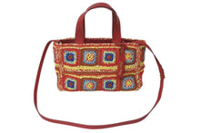 Load image into Gallery viewer, 極美品 MIUMIU ミュウミュウ カゴバッグ 2WAYバッグ ハンドバッグ ショルダーバッグ 5BA183 ラフィア レザー レッド マルチカラー 中古 4c076600