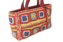 Load image into Gallery viewer, 極美品 MIUMIU ミュウミュウ カゴバッグ 2WAYバッグ ハンドバッグ ショルダーバッグ 5BA183 ラフィア レザー レッド マルチカラー 中古 4c076600
