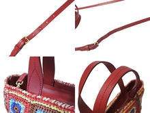 Load image into Gallery viewer, 極美品 MIUMIU ミュウミュウ カゴバッグ 2WAYバッグ ハンドバッグ ショルダーバッグ 5BA183 ラフィア レザー レッド マルチカラー 中古 4c076600