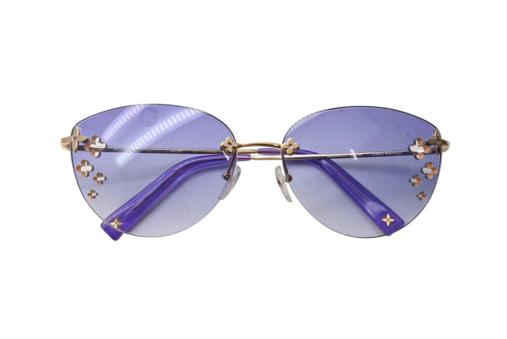 LOUIS VUITTON Flower Desmayo Cat Eye Sunglasses M96027 Purple Gradient Gold Hardware Good Condition Used 4c076609