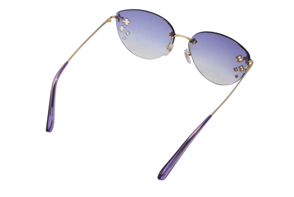 LOUIS VUITTON ルイヴィトン フラワー デスマヨ キャットアイ サングラス M96027 パープルグラデーション ゴールド金具 美品 中古 4c076609
