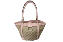 画像をギャラリービューアに読み込む, GUCCI グッチ ハンドバッグ GGキャンバス 211983 ベージュ ピンク シルバー金具 美品 中古 4c076621