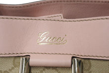 画像をギャラリービューアに読み込む, GUCCI グッチ ハンドバッグ GGキャンバス 211983 ベージュ ピンク シルバー金具 美品 中古 4c076621