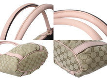 画像をギャラリービューアに読み込む, GUCCI グッチ ハンドバッグ GGキャンバス 211983 ベージュ ピンク シルバー金具 美品 中古 4c076621