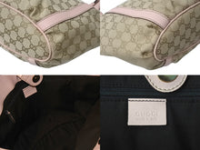 画像をギャラリービューアに読み込む, GUCCI グッチ ハンドバッグ GGキャンバス 211983 ベージュ ピンク シルバー金具 美品 中古 4c076621