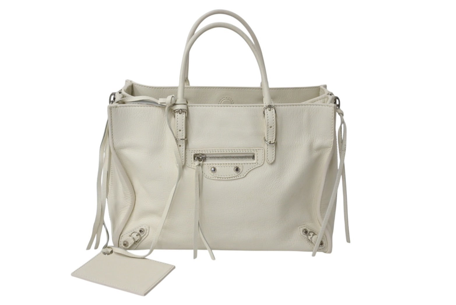 BALENCIAGA.PARIS ホワイトレザー ハンドバッグ BALENCIAGA バレンシアガ ヴィルトップハンドル バッグ レザー