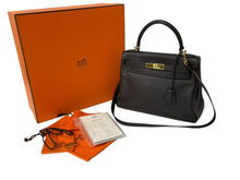 画像をギャラリービューアに読み込む, HERMES エルメス ケリー28 内縫い ショコラ ◻︎J刻印 トリヨンクレマンス ゴールド金具 ハンドバッグ 美品 中古 4c076667