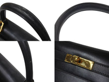 画像をギャラリービューアに読み込む, HERMES エルメス ケリー28 外縫い ブラック ○Z刻印 カーフスキン ゴールド金具 ハンドバッグ 美品 中古 4c076669