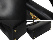 画像をギャラリービューアに読み込む, HERMES エルメス ケリー28 外縫い ブラック ○Z刻印 カーフスキン ゴールド金具 ハンドバッグ 美品 中古 4c076669