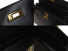 画像をギャラリービューアに読み込む, HERMES エルメス ケリー28 外縫い ブラック ○Z刻印 カーフスキン ゴールド金具 ハンドバッグ 美品 中古 4c076669
