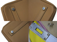 画像をギャラリービューアに読み込む, 新品同様 HERMES エルメス バーキンカラーマティック30 チャイ ライム ブルーブリュム カシス スイフトB刻印 シルバー金具 中古 4c076672