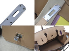 画像をギャラリービューアに読み込む, 新品同様 HERMES エルメス バーキンカラーマティック30 チャイ ライム ブルーブリュム カシス スイフトB刻印 シルバー金具 中古 4c076672