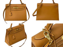 画像をギャラリービューアに読み込む, HERMES エルメス ケリー 28 外縫い ブラック □G刻印 ヴォーシャモニー V金具 ゴールド金具 ハンドバッグ 中古 4c076674