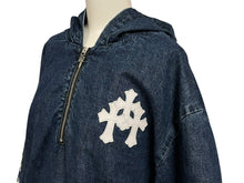 Load image into Gallery viewer, 極美品 CHROME HEARTS クロムハーツ RUCKUS ハーフジップ デニムノアラック パーカー メンズ M 中古 4c076693