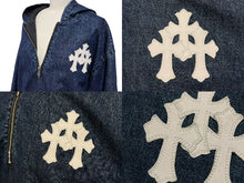 Load image into Gallery viewer, 極美品 CHROME HEARTS クロムハーツ RUCKUS ハーフジップ デニムノアラック パーカー メンズ M 中古 4c076693