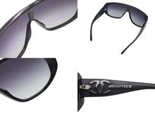 Load image into Gallery viewer, CHANEL シャネル Shield Sunglasses アセテート シールド サングラス 5495A ココマーク ブラック 良品 中古 4c076740