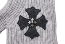 画像をギャラリービューアに読み込む, CHROME HEARTS クロムハーツ CHプラス クロスパッチ グローブ 手袋 カシミヤ ラムスキン フィンガーレス ワンサイズ 美品 中古 4c076742