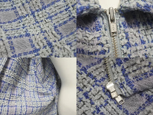 新品未使用 Supreme Boucle Zip Up Shirt Blue シュプリーム ツイード ジャケット サイズL シルバー金具 中古 4c067909