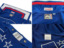 Load image into Gallery viewer, mitchell&amp;ness ミッチェルアンドネス 76ers 半袖シャツ シクサーズ スター 星 ブルー ポリエステル サイズ52 美品 中古 4c069664