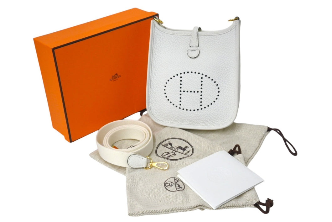 新品同様 HERMES エルメス エブリンTPM ゴールド金具 ショルダーバックB刻印 ニューホワイト中古 4c069741