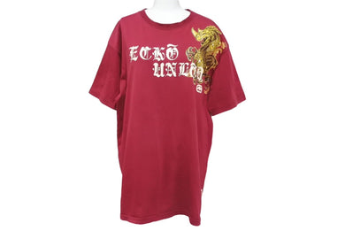 ECKO エコー ドラゴン プリント トップス 半袖Tシャツ ボルドー サウスアフリカ製 サイズL 美品 中古 4c069865