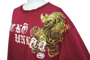 ECKO Echo Dragon Print Tops Short Sleeve T-shirt Bordeaux Made in South Africa Size L Good Condition Used 4c069865
