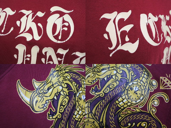 ECKO Echo Dragon Print Tops Short Sleeve T-shirt Bordeaux Made in South Africa Size L Good Condition Used 4c069865