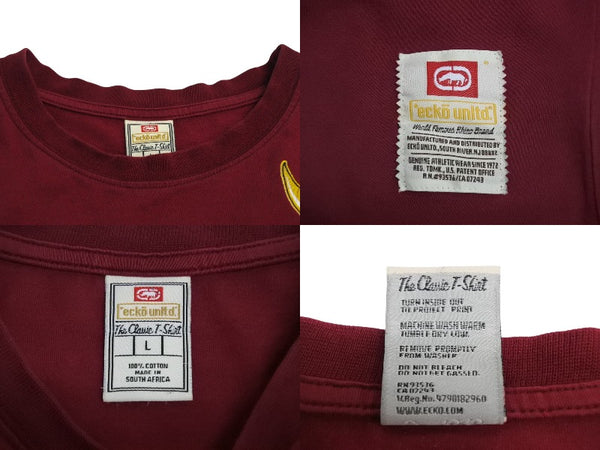 ECKO Echo Dragon Print Tops Short Sleeve T-shirt Bordeaux Made in South Africa Size L Good Condition Used 4c069865