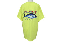 Load image into Gallery viewer, HANES ヘインズ Ahi Hawaii ツナ 半袖Tシャツ トップス 蛍光イエロー コットン サイズL 美品 中古 4c069876