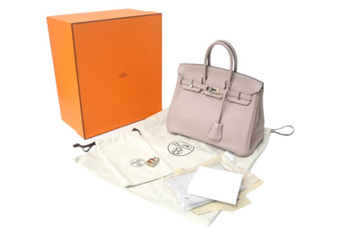 HERMES エルメス バーキン25 ハンドバッグ T刻印 トリヨンクレマンス グリシーヌ シルバー金具 美品 中古 4c700011