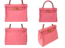 Load image into Gallery viewer, 極美品 HERMES エルメス ケリー25 2WAY ショルダーバッグ C刻印 ヴォースイフト ローズアザレ ゴールド金具 中古 4c700024